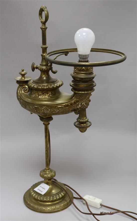 A wild and vessel of berlin patent oil lamp converted to electricity Height: 55cm